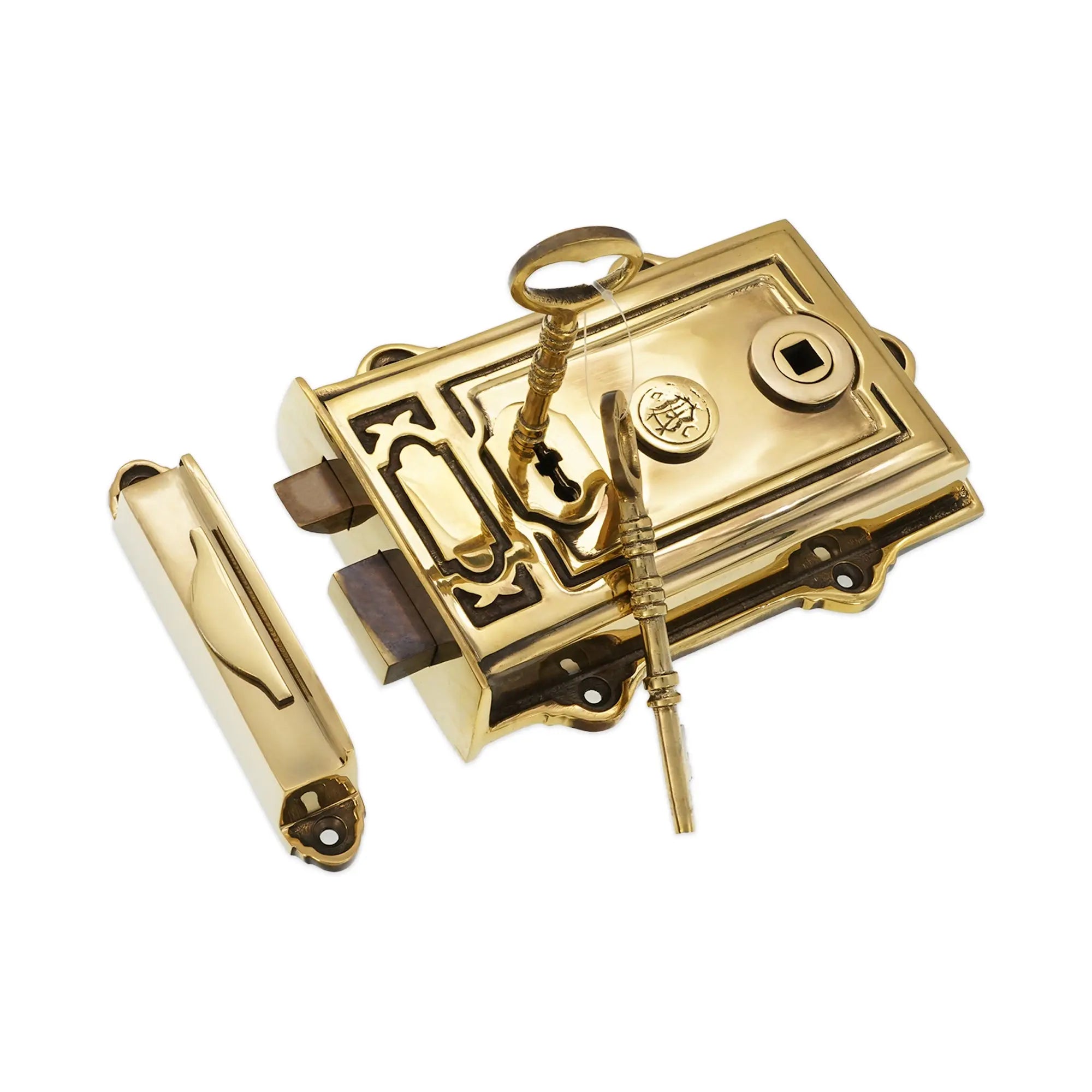 Davenport Rim Lock Aged Brass Spira