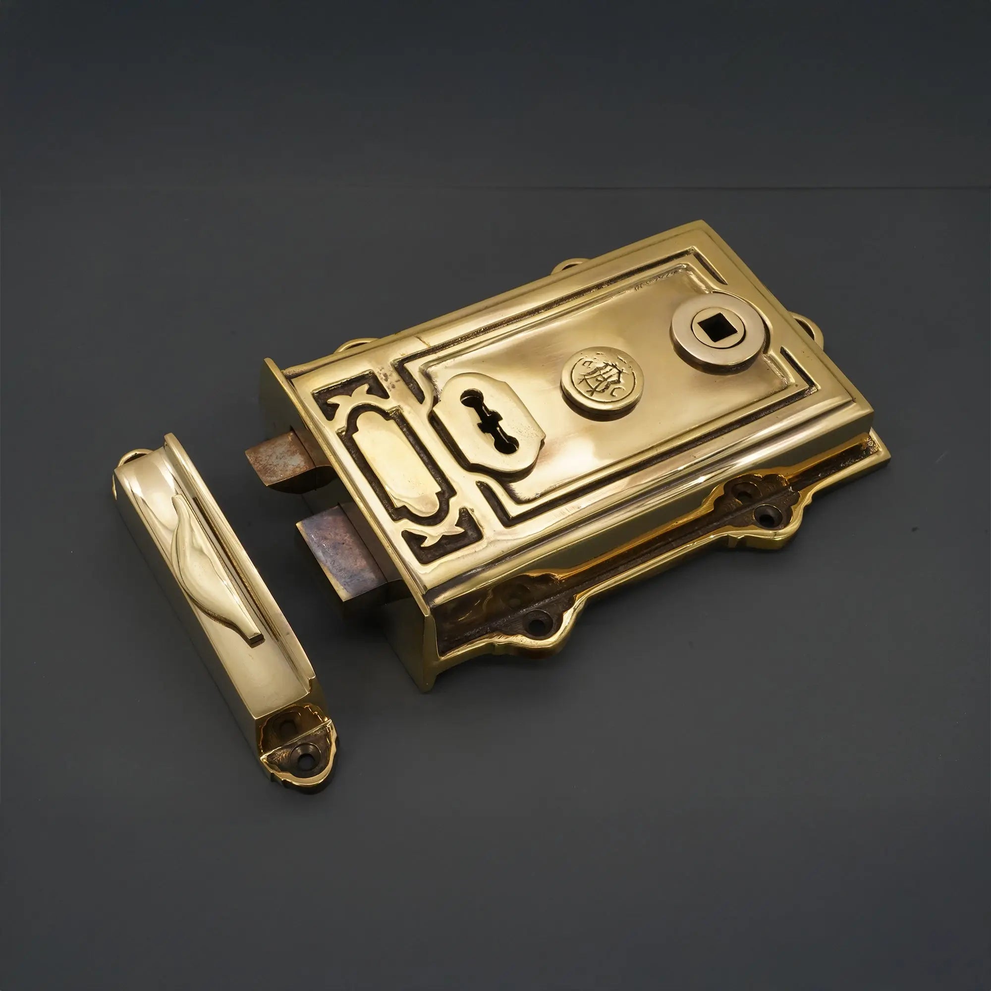Davenport Rim Lock Aged Brass Spira
