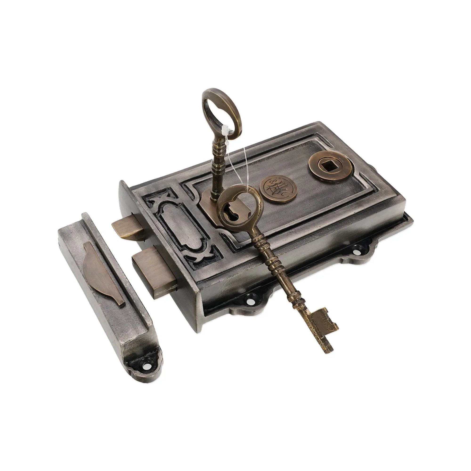 Iron Davenport Rim Lock Pewter/Antique Spira