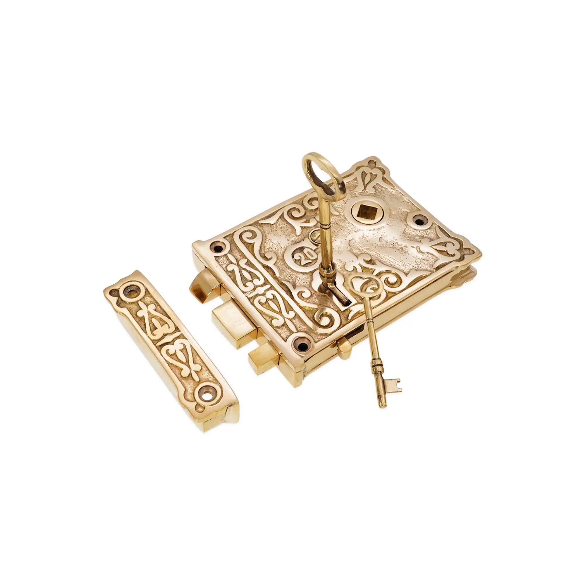 Floral Rim Lock Polished Brass Spira