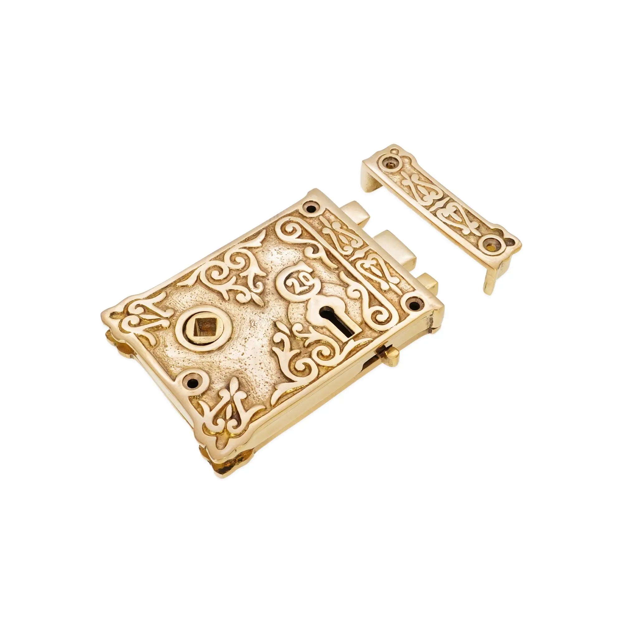 Floral Rim Lock Polished Brass Spira
