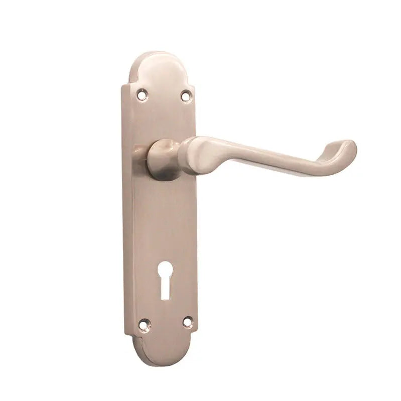Oakley Lock Lever Handle Satin Nickel Spira