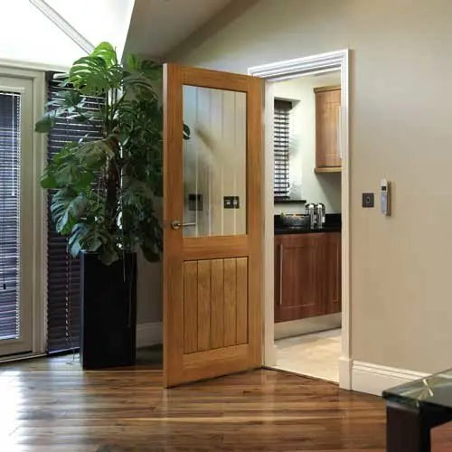 Unfinished Thames Oak 1/2 Light Internal Door
