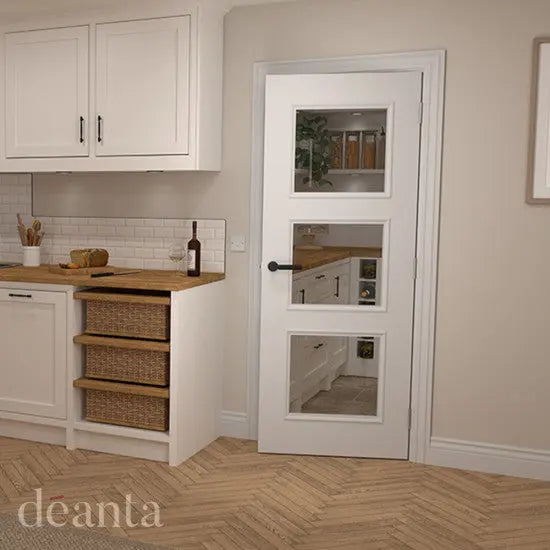Trinity White Primed Bevelled Glaze Door Deanta