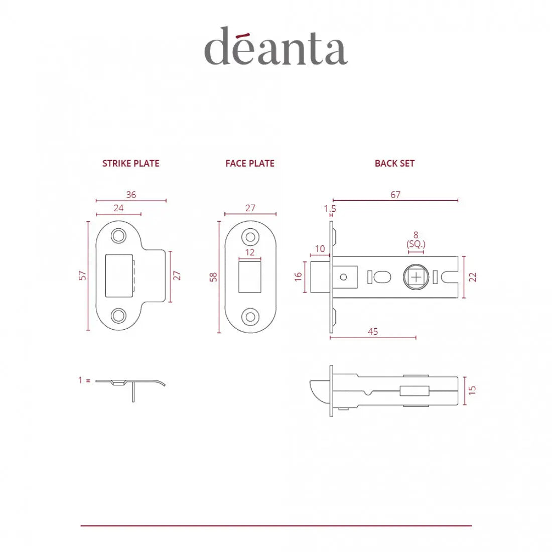 Tubular Latch Satin Nickel Deanta