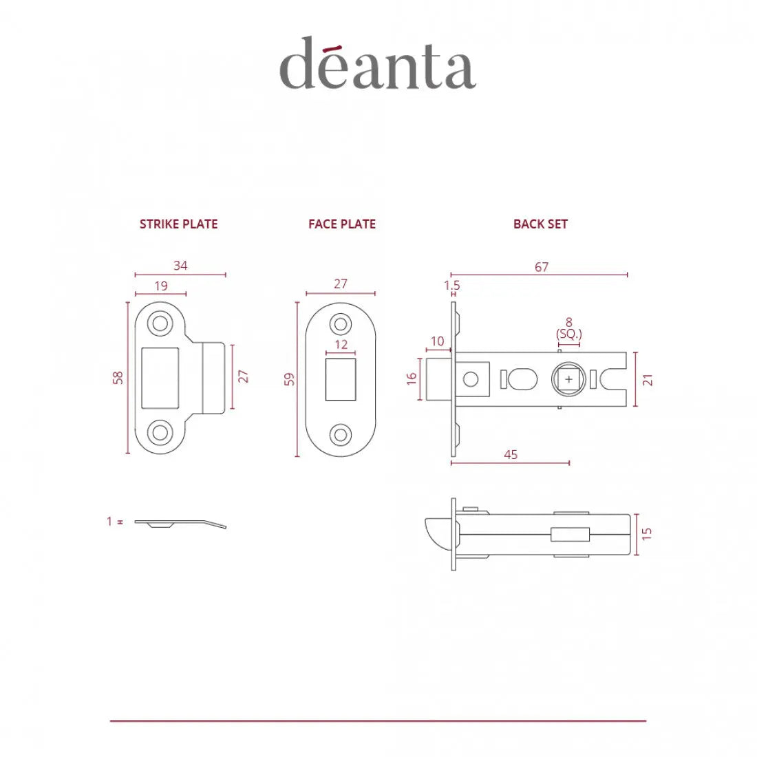 Tubular Latch Satin Nickel Non-Fire Rated Deanta