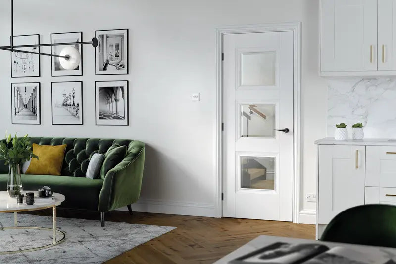 Amsterdam 3L Glazed White Primed LPD Doors