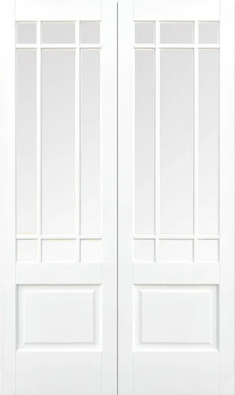 White Downham Glazed 9L Pair LPD Doors