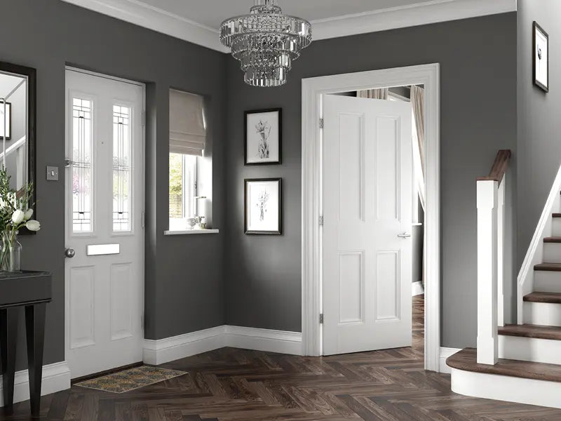 London Grained White Primed 4P FD30 *** LPD Doors