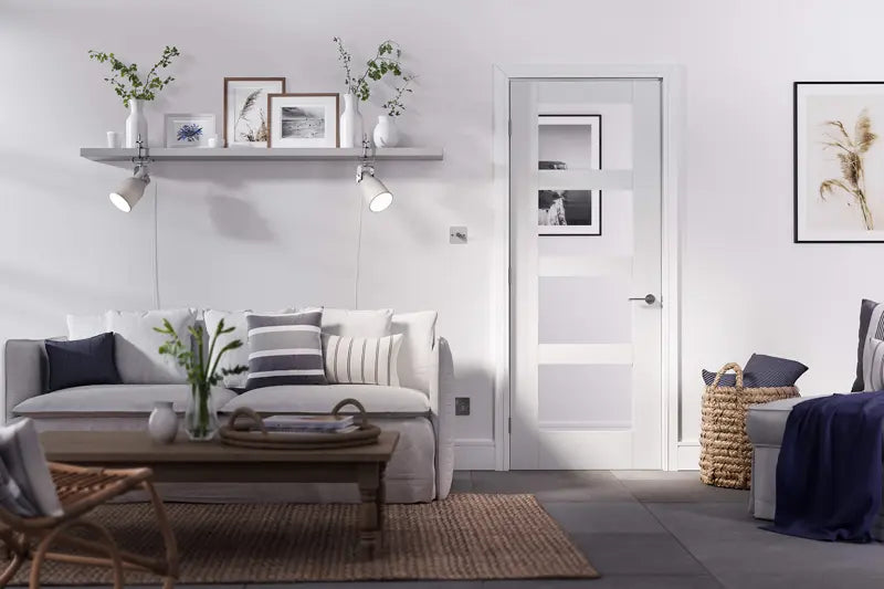 Shaker 4 Glass White Primed LPD Doors