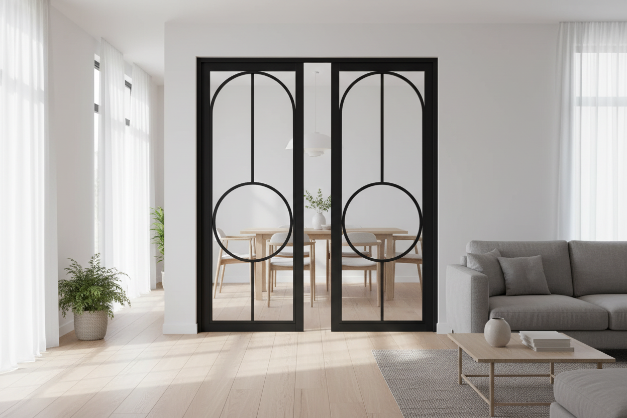 Bowery Black - Double Doors Open Plan
