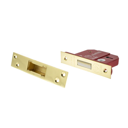 5 Lever BS3621 Dead Lock - 63mm  Electro Brass