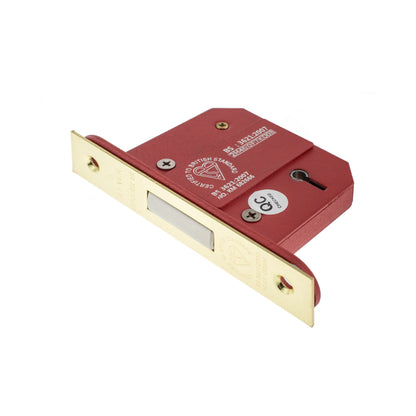 5 Lever BS3621 Dead Lock - 76mm Electro Brass