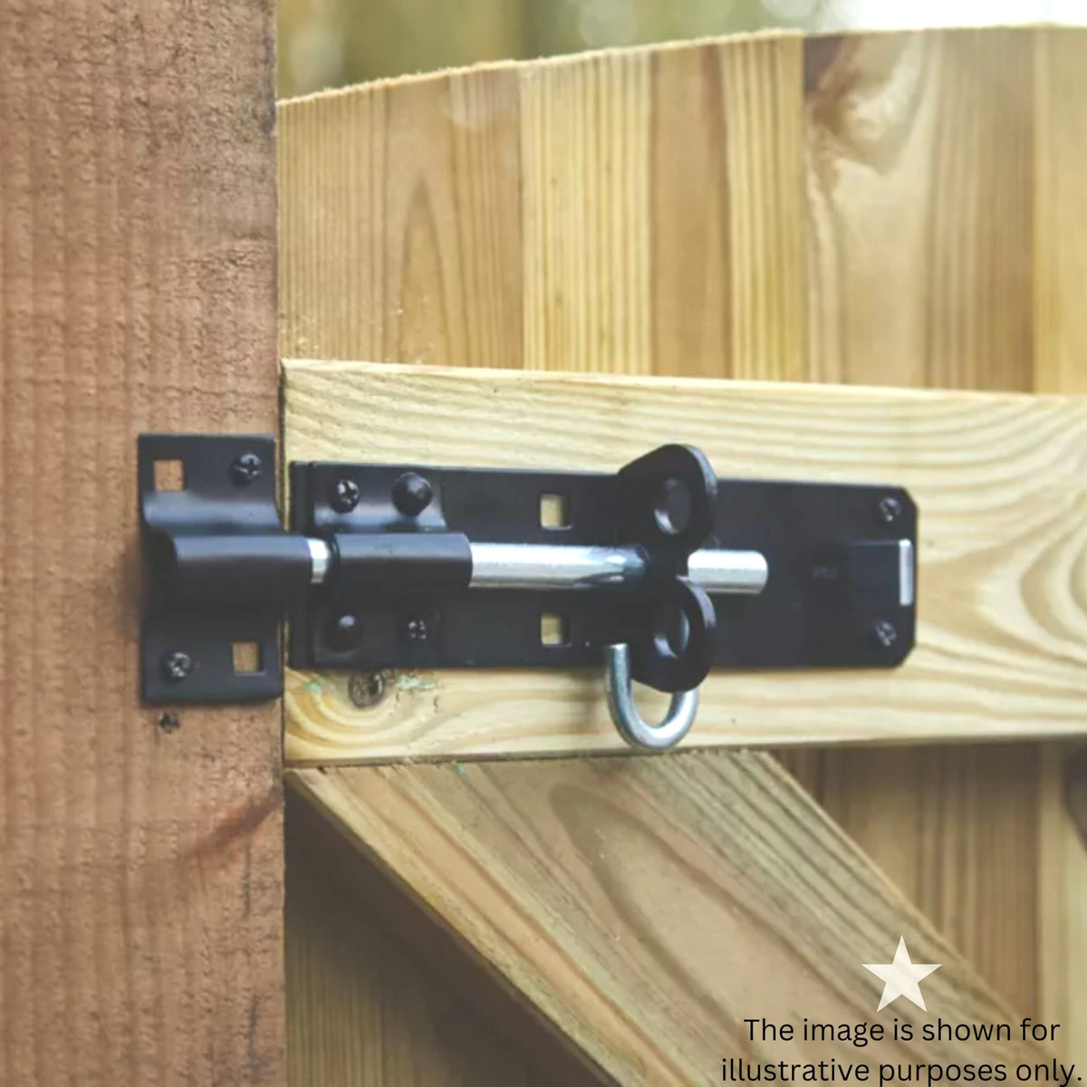 12" 300mm Plain Ring Gate Ironmongery Kit Black
