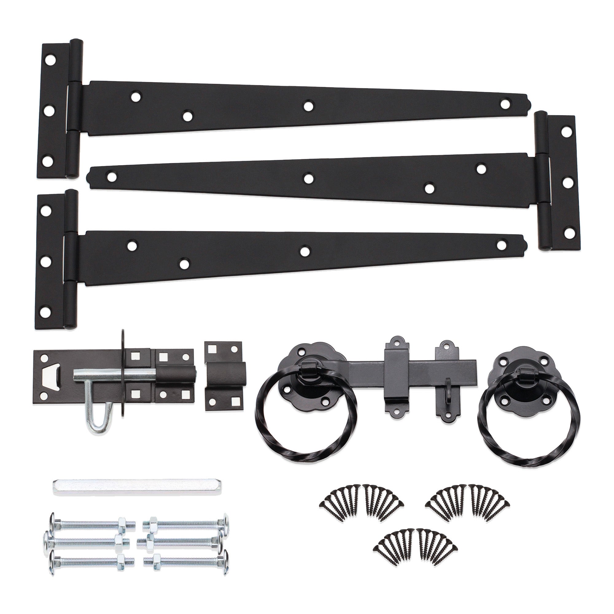 10" 250mm Twist Ring Gate Ironmongery Kit Black