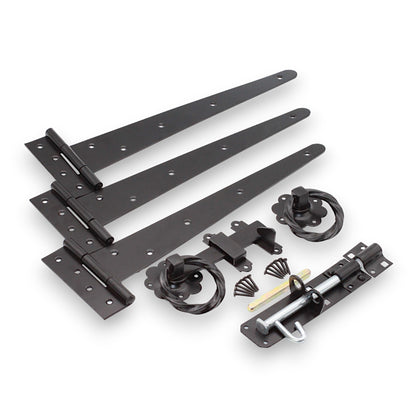 14" 350mm Twist Ring Gate Ironmongery Kit Black