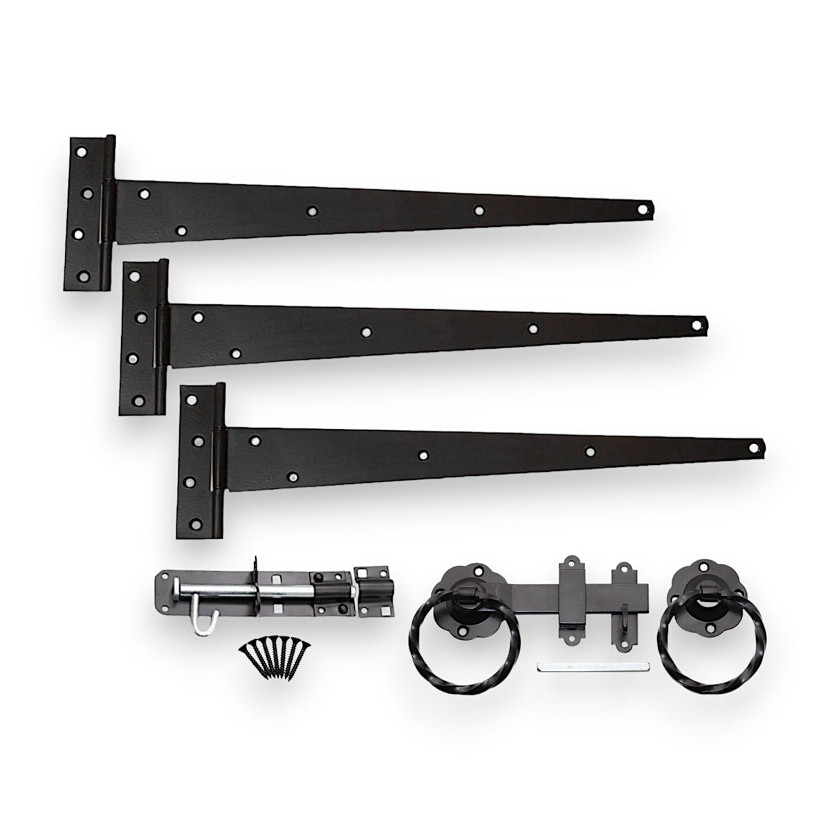 18" 450mm Twist Ring Gate Ironmongery Kit Black
