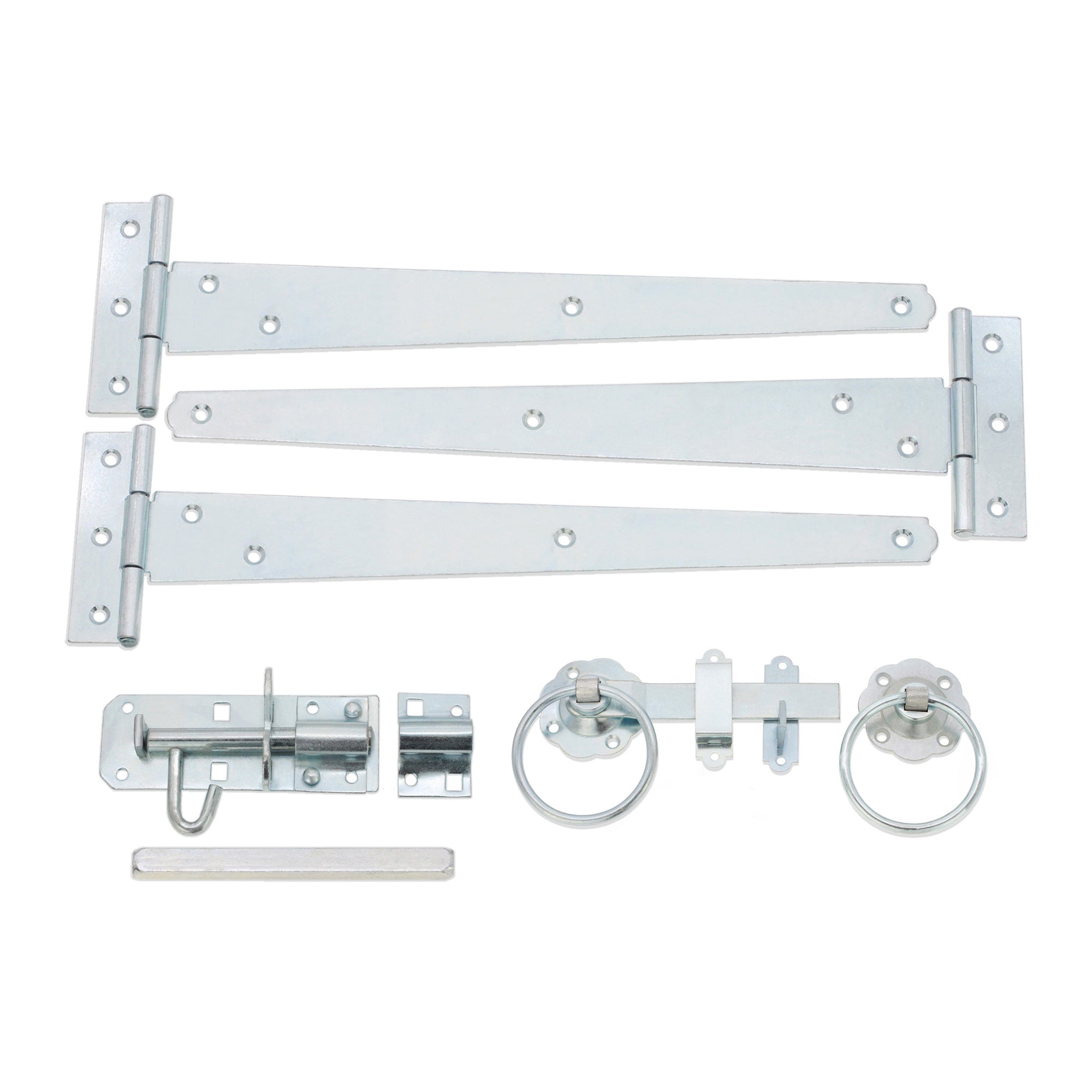 12" 300mm Plain Ring Gate Ironmongery Kit Zinc