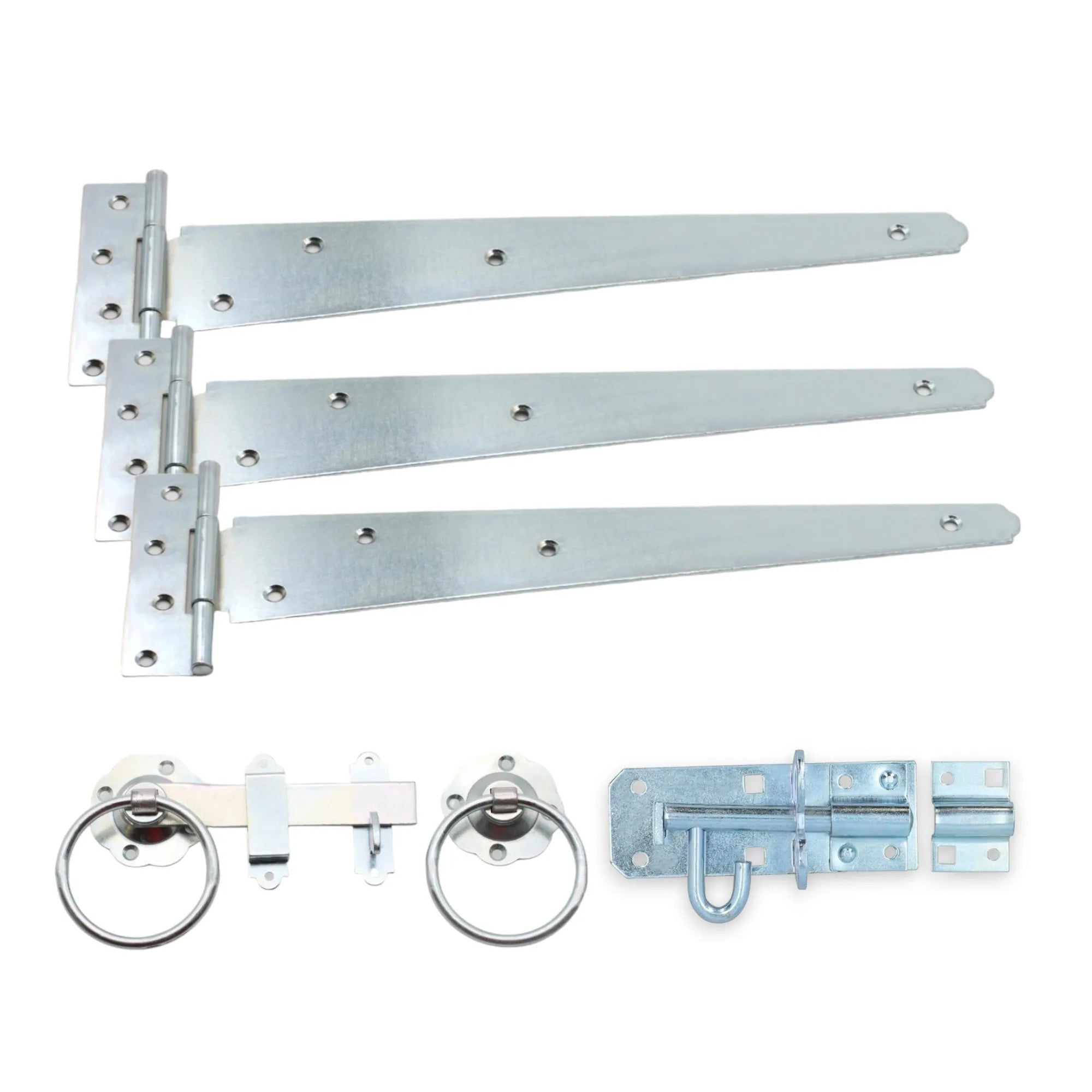 14" 350mm Plain Ring Gate Ironmongery Kit Zinc