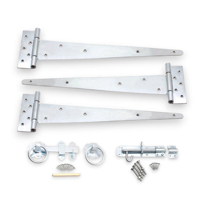18" 450mm Plain Ring Gate Ironmongery Kit Zinc