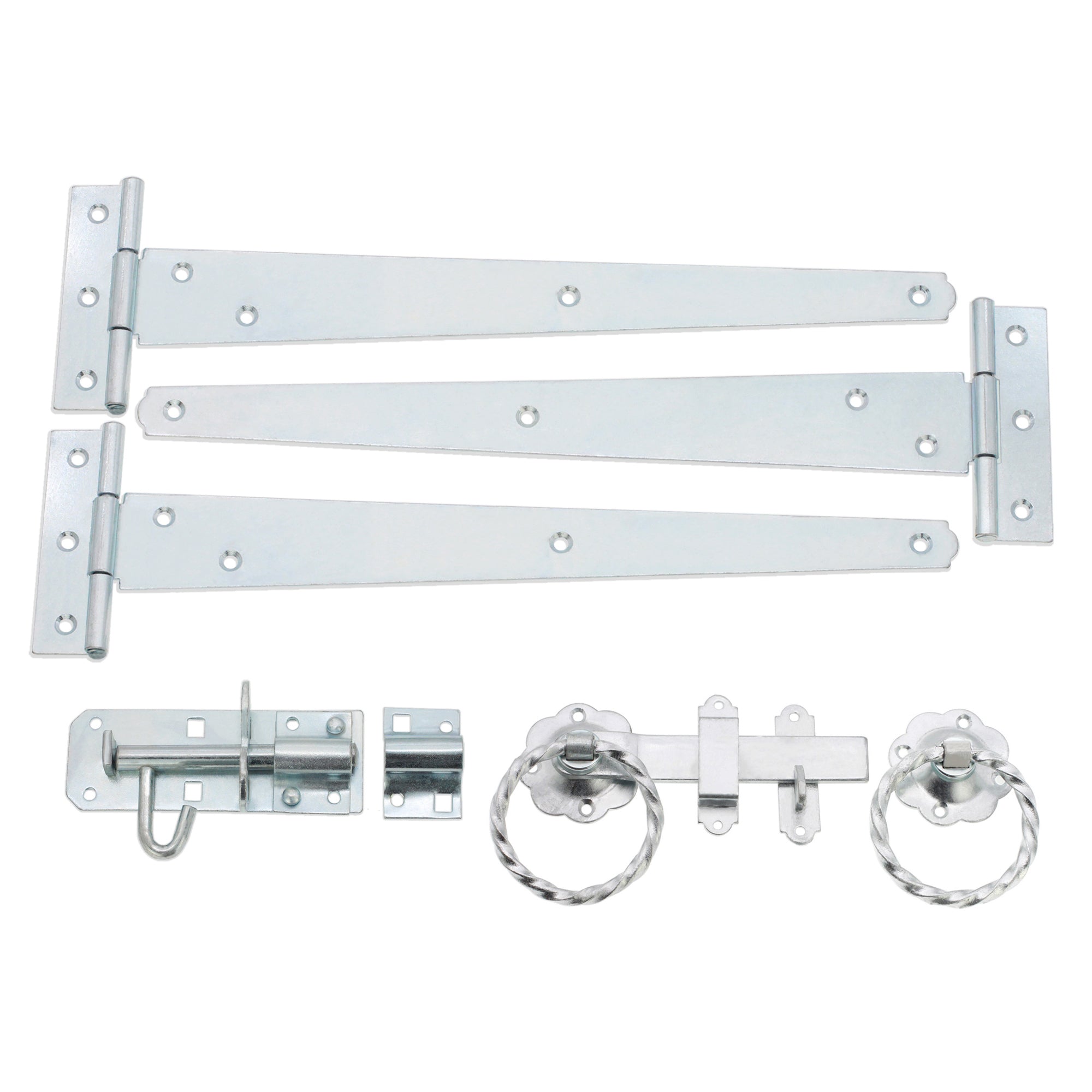 12" 300mm Twist Ring Gate Ironmongery Kit Zinc