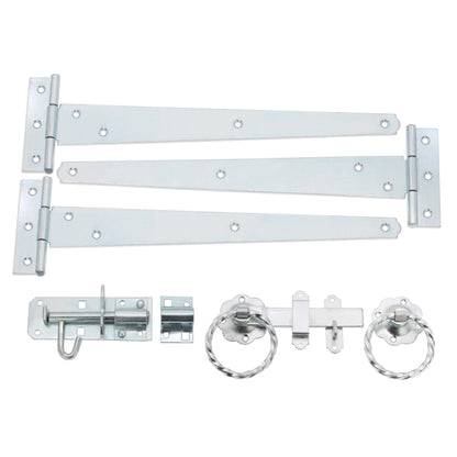 12" 300mm Twist Ring Gate Ironmongery Kit Zinc