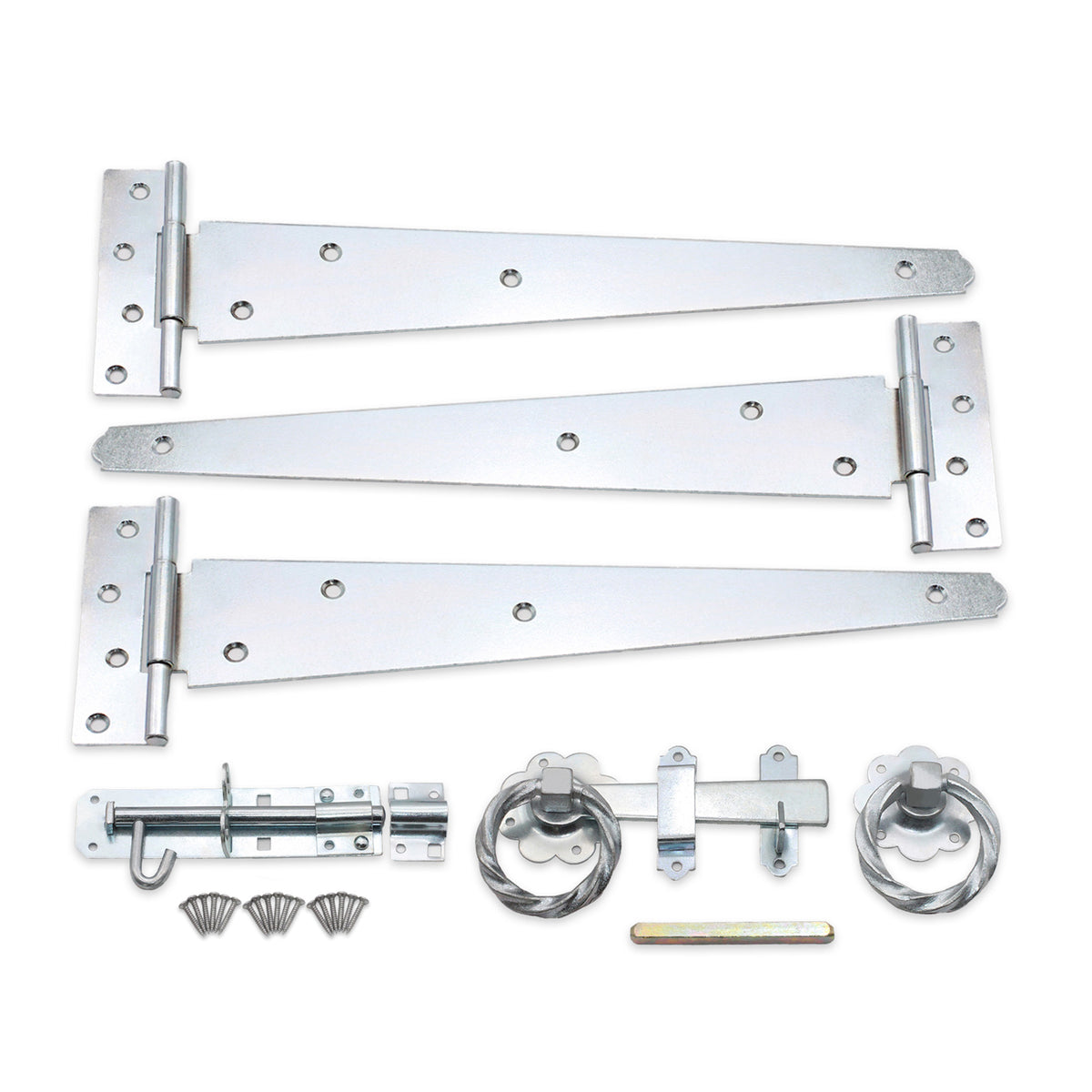 14" 350mm Twist Ring Gate Ironmongery Kit Zinc