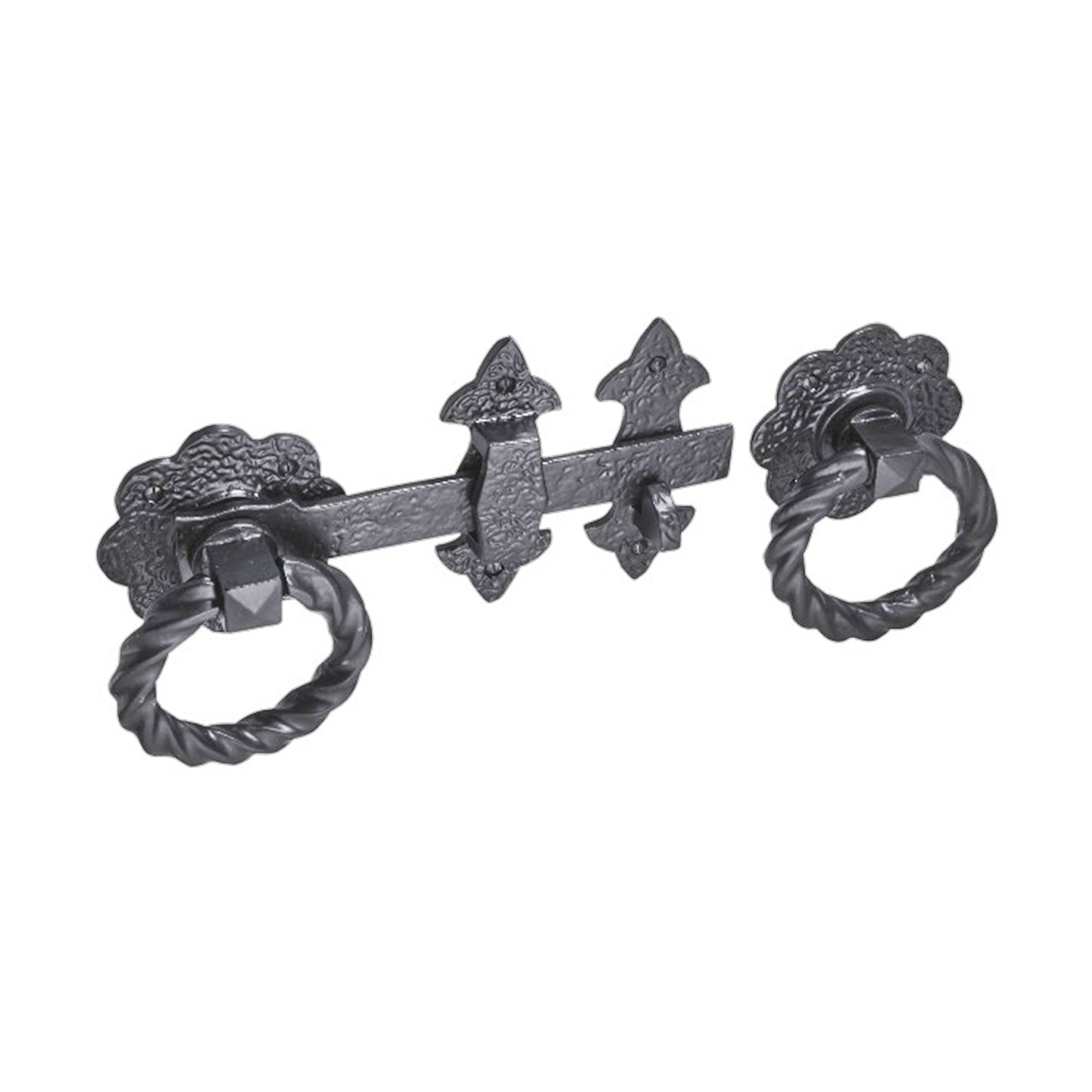 8"Fleur de Lys Twisted Ring Gate Latch
