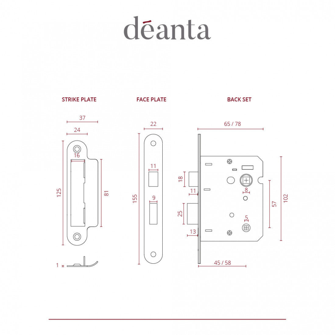 3 Lever Bathroom Lock Satin Nickel