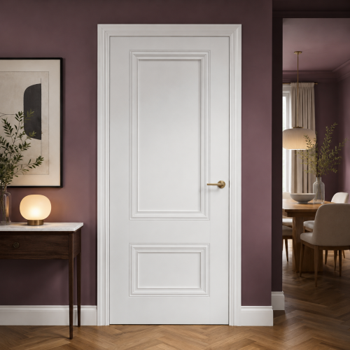 Lyon Laminate White prefinished solid 2 Panel Internal Door PM Mendes