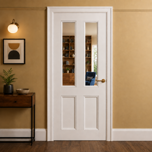 Toulouse White prefinished Laminate 2 Panel 2 Light Glazed Internal door PM Mendes