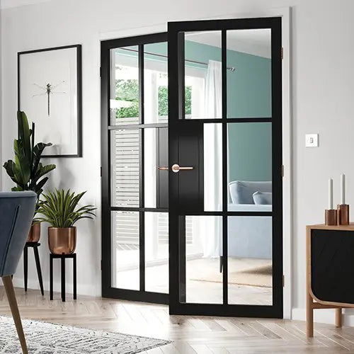 Civic Black Clear Glass Internal Door