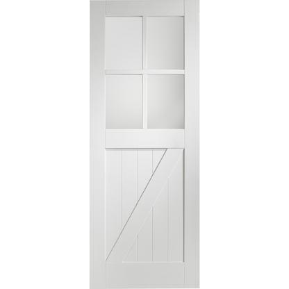 Cottage Internal White Primed Door with Clear Glass
