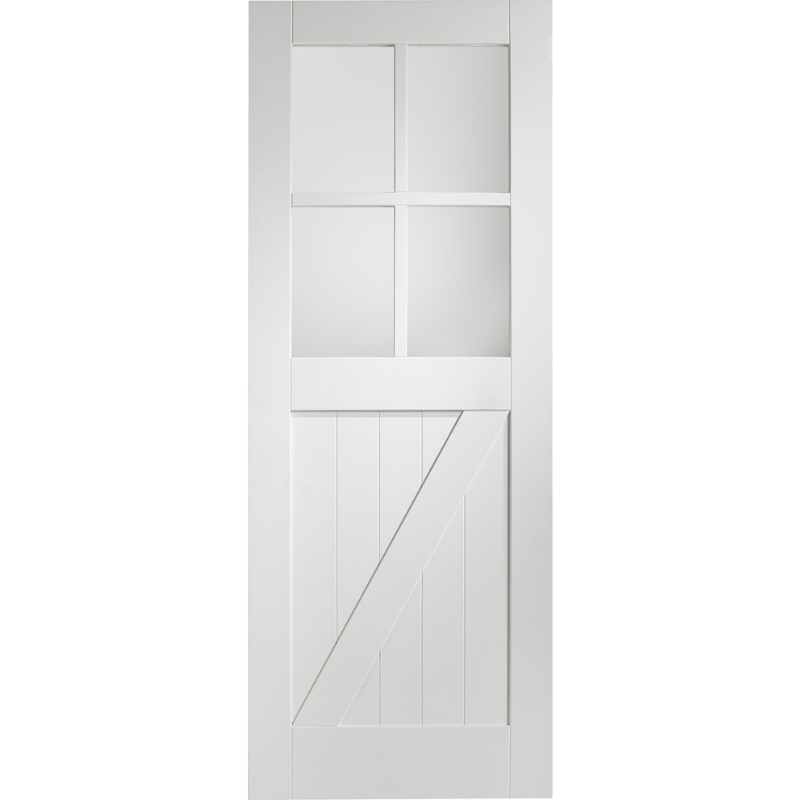 Cottage Internal White Primed Door with Clear Glass