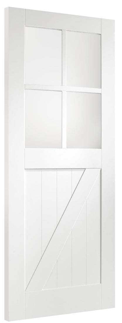 Cottage Internal White Primed Door with Clear Glass
