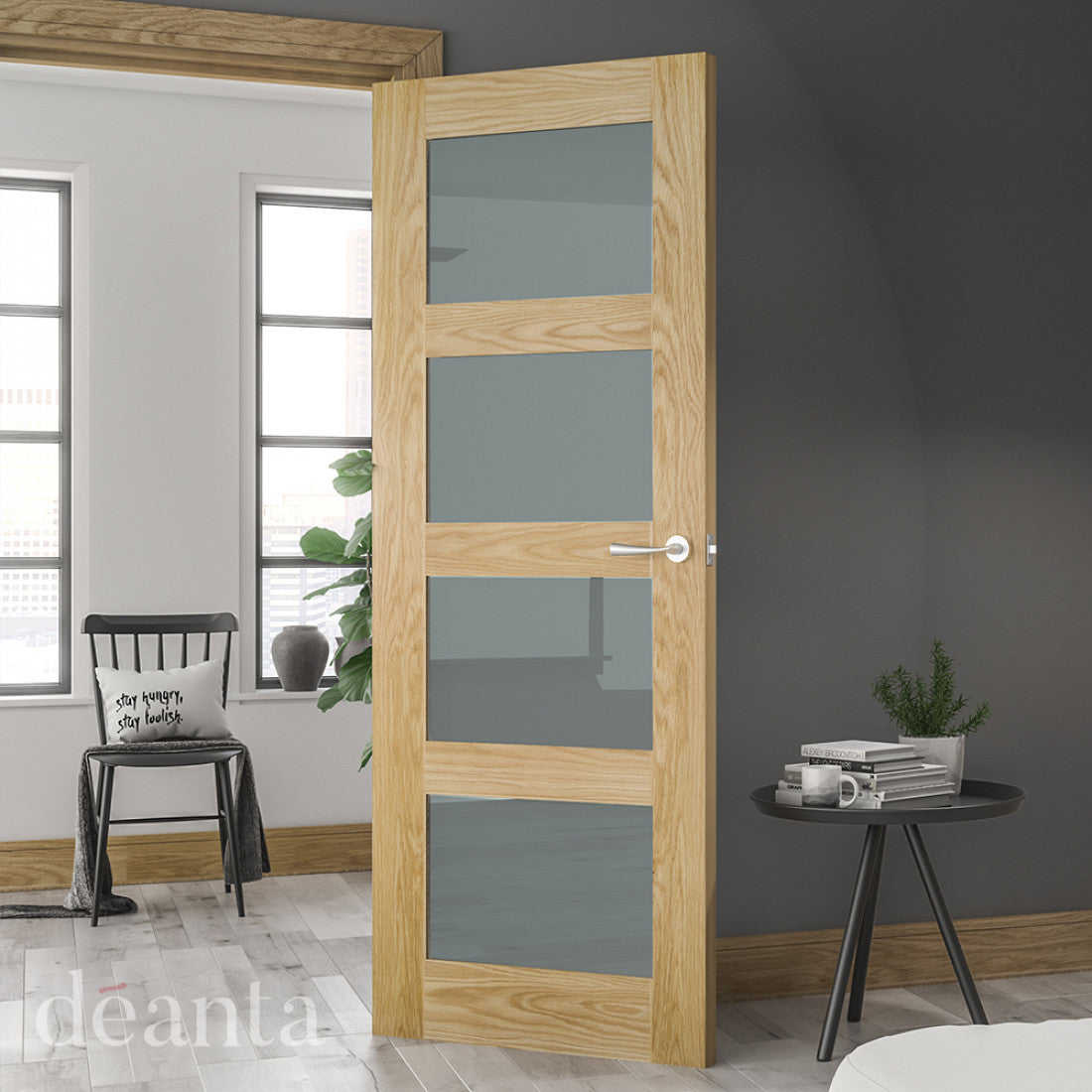 Coventry Unfinished Oak Obscure Glaze Internal Door