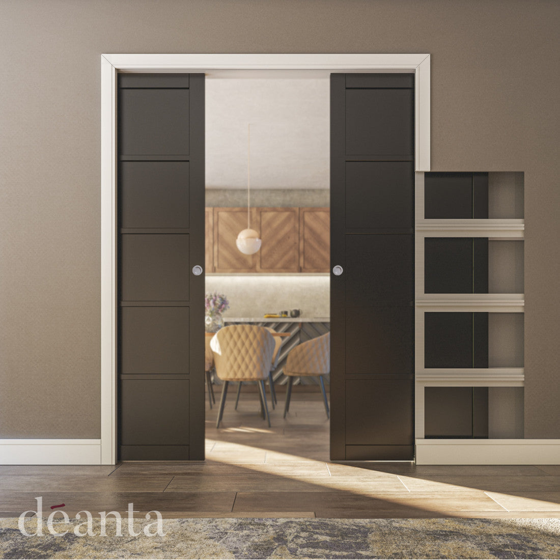 Double Black Pocket Door Kit 125mm