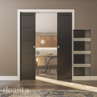 Double Black Pocket Door Kit 125mm