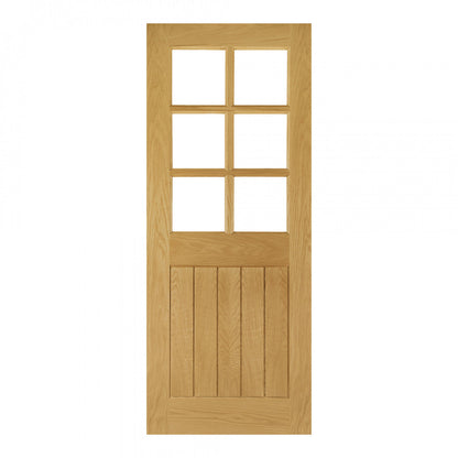 Ely Unfinished Oak Bevelled Glaze 6 Lite Internal Door