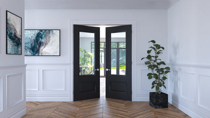 Sandringham Black Internal Door with Clear Glass
