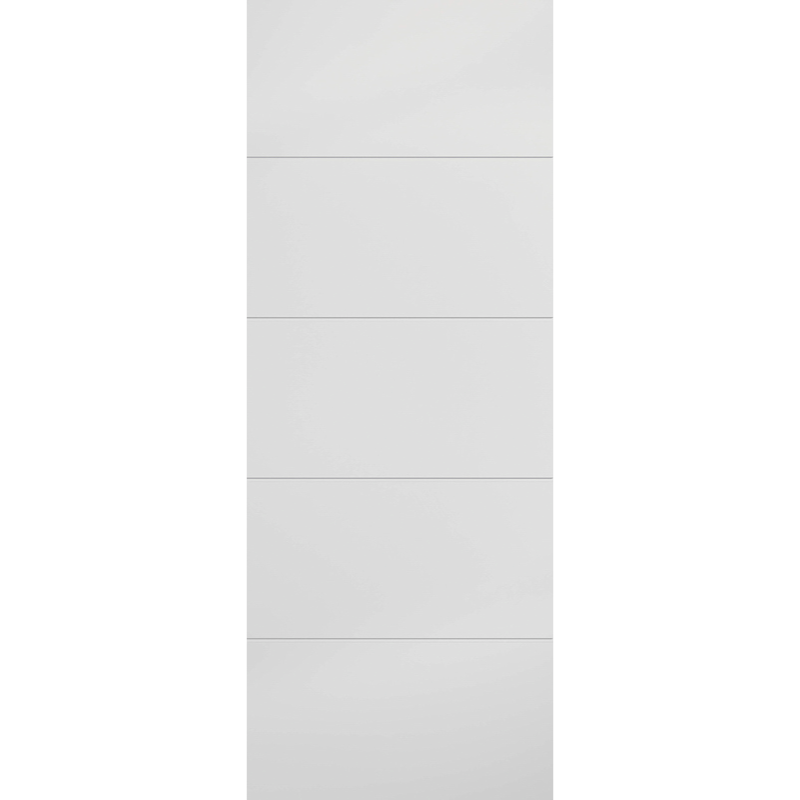 Horizontal Four Line Primed White Fire Door