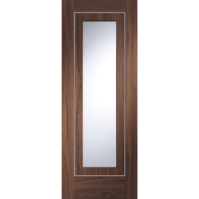 Varese Internal Walnut Pre-Finished Door with Clear Glass