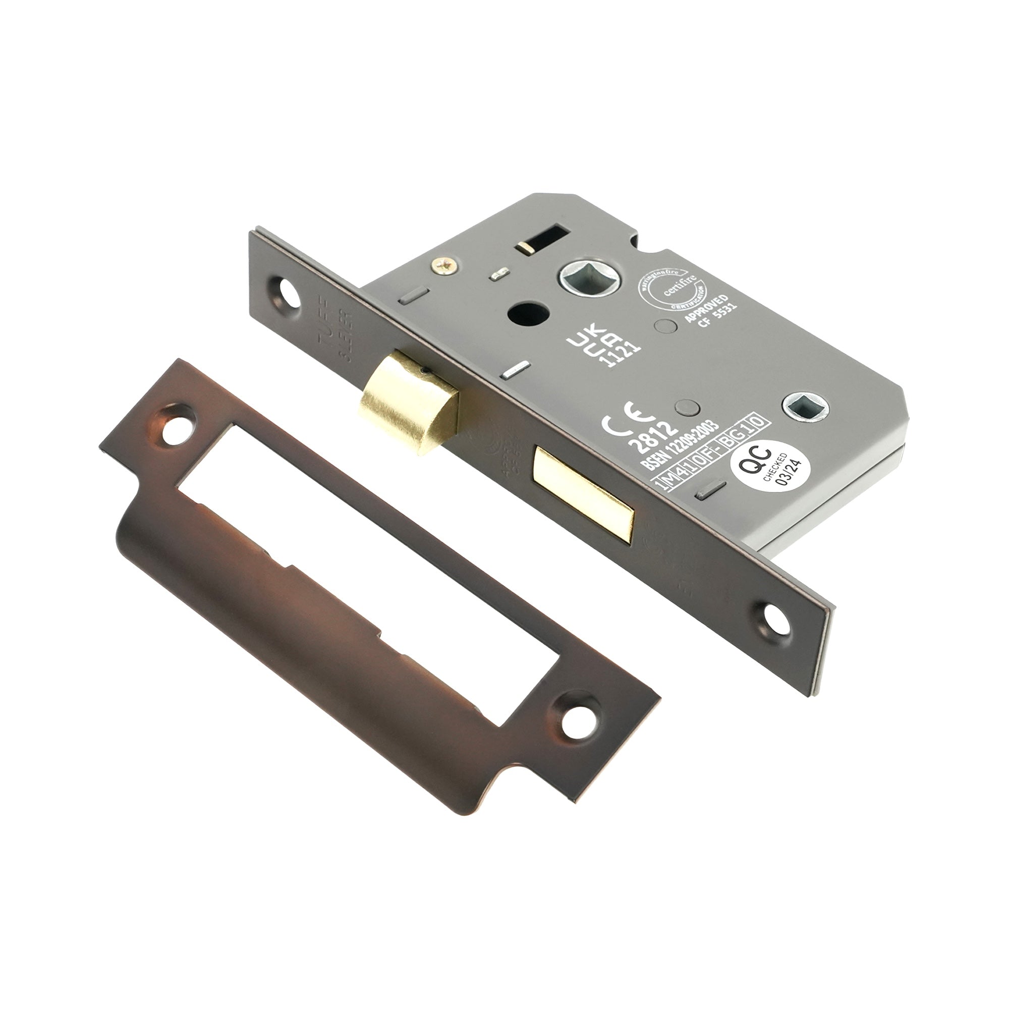 2.5" CE 3 Lever Bathroom Lock FD60 - Aged Bronze