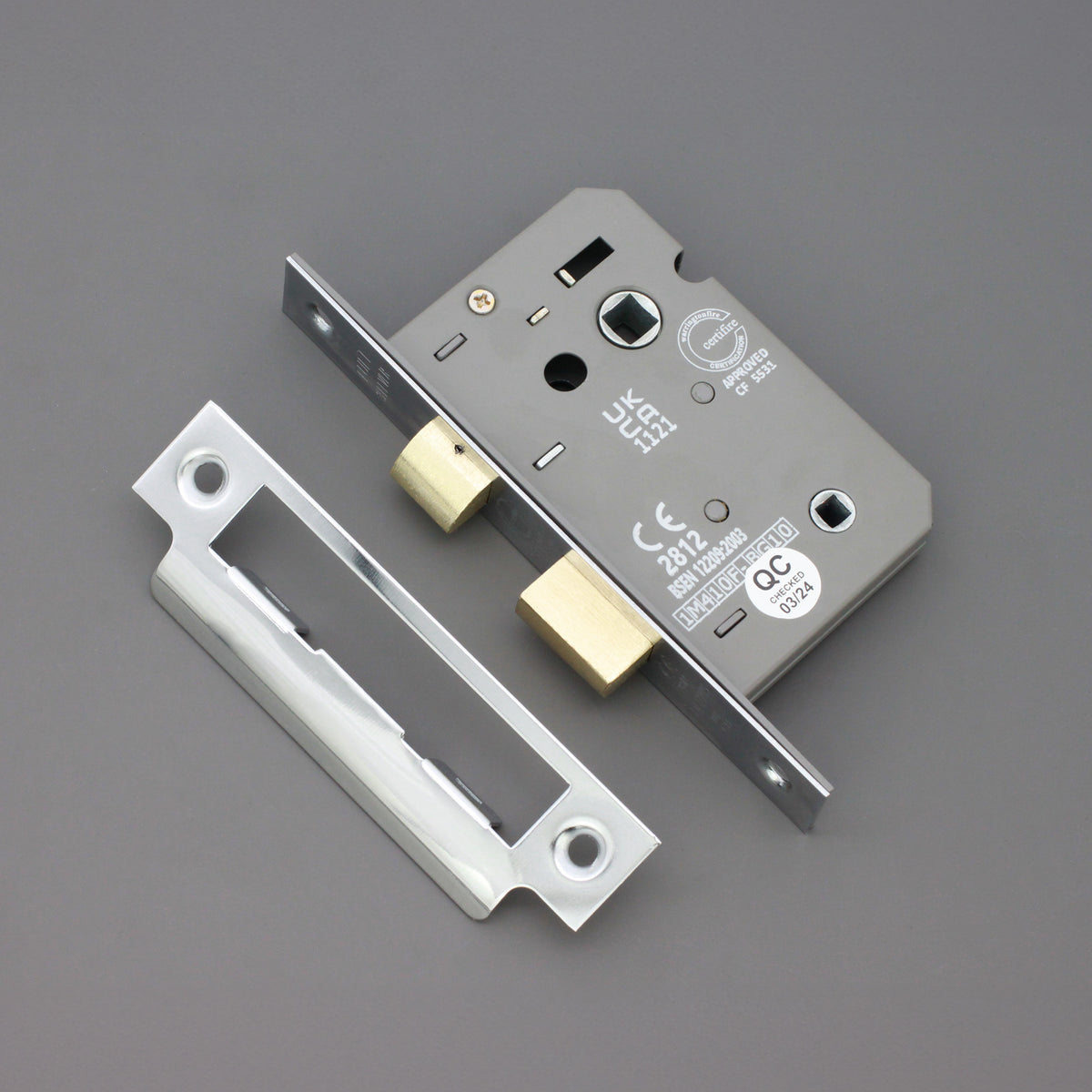 2.5" CE 3 Lever Bathroom Lock FD60 - Nickel Plated