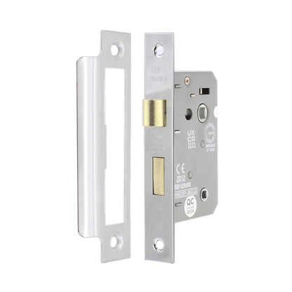 2.5" CE 3 Lever Bathroom Lock FD60 - Polished Chrome