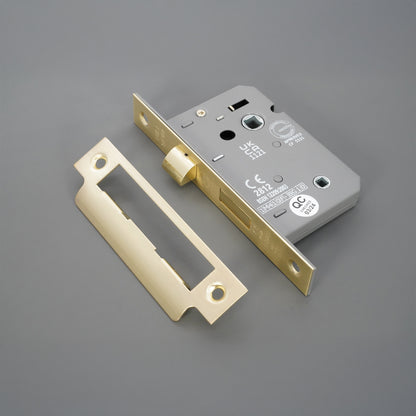 2.5" CE 3 Lever Bathroom Lock FD60 - Satin Brass