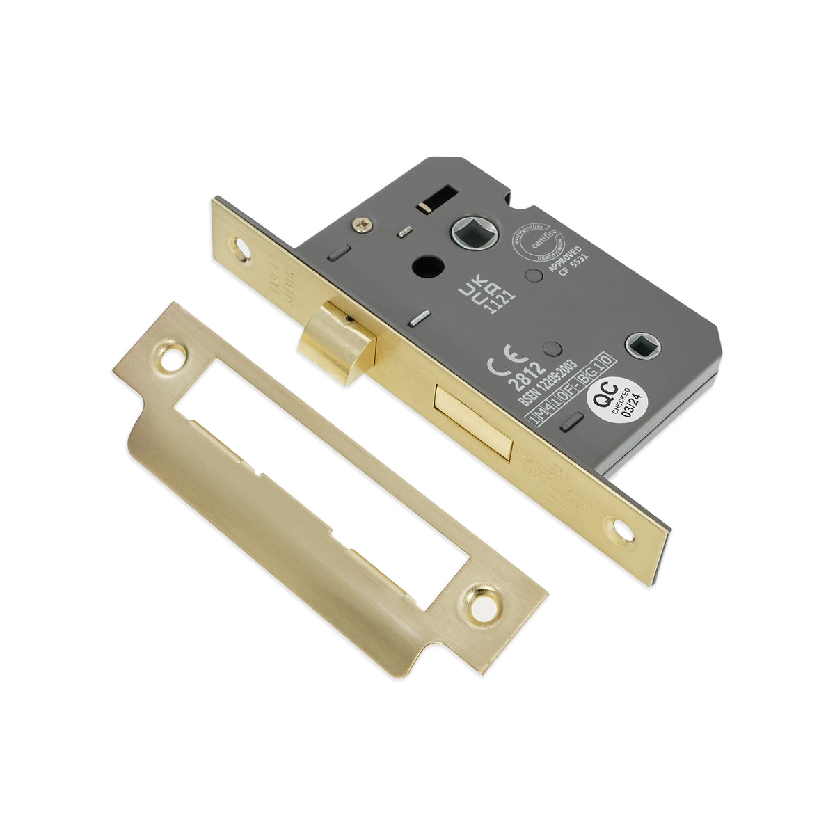 2.5" CE 3 Lever Bathroom Lock FD60 - Satin Brass