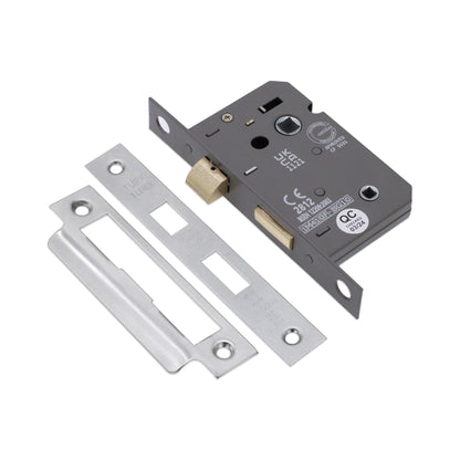 2.5" CE 3 Lever Bathroom Lock FD60 - Satin Chrome