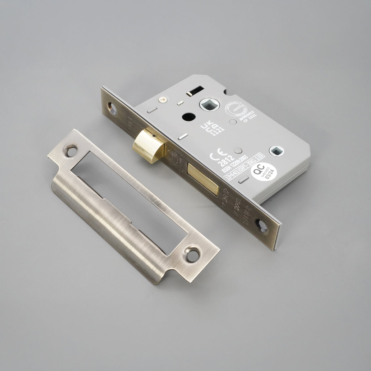 3" CE 3 Lever Bathroom Lock FD60 - Antique Brass