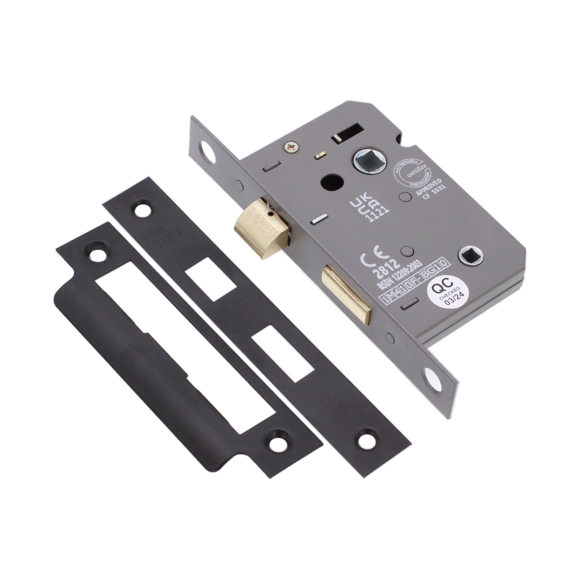 3" CE 3 Lever Bathroom Lock FD60 - Matt Black